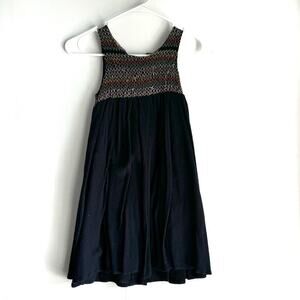 Roxy Black Shirred Dress Multicolored Stitching